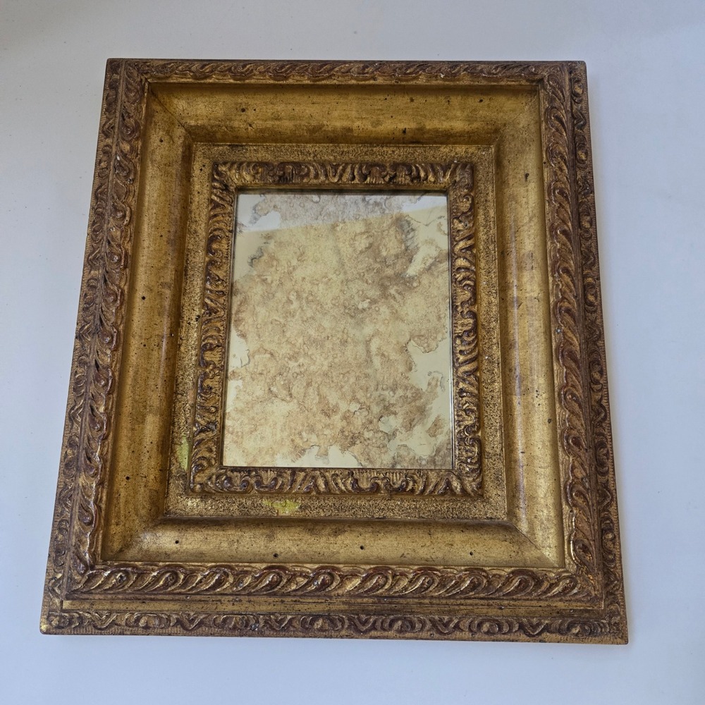 Wall Mirror Gold Ornate Antiqued Distressed Baroque Victorian Glam Foxed